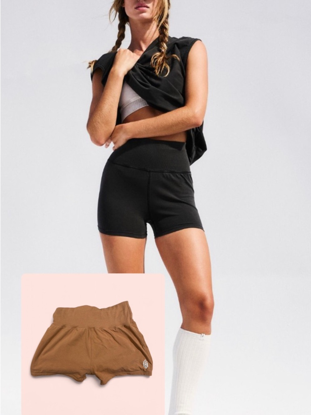 FP Movement by Free People High-Rise Bike Shorts in Black
